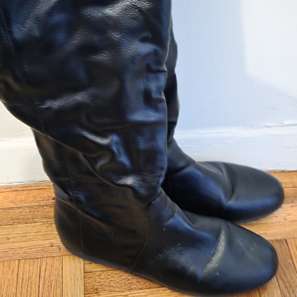 Black Leather Knee-High Boots
